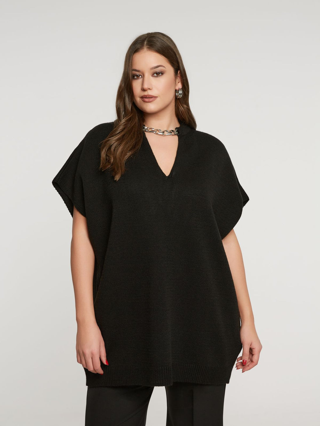 8401.5018 Long Knit Tunic Top - Brown Loft