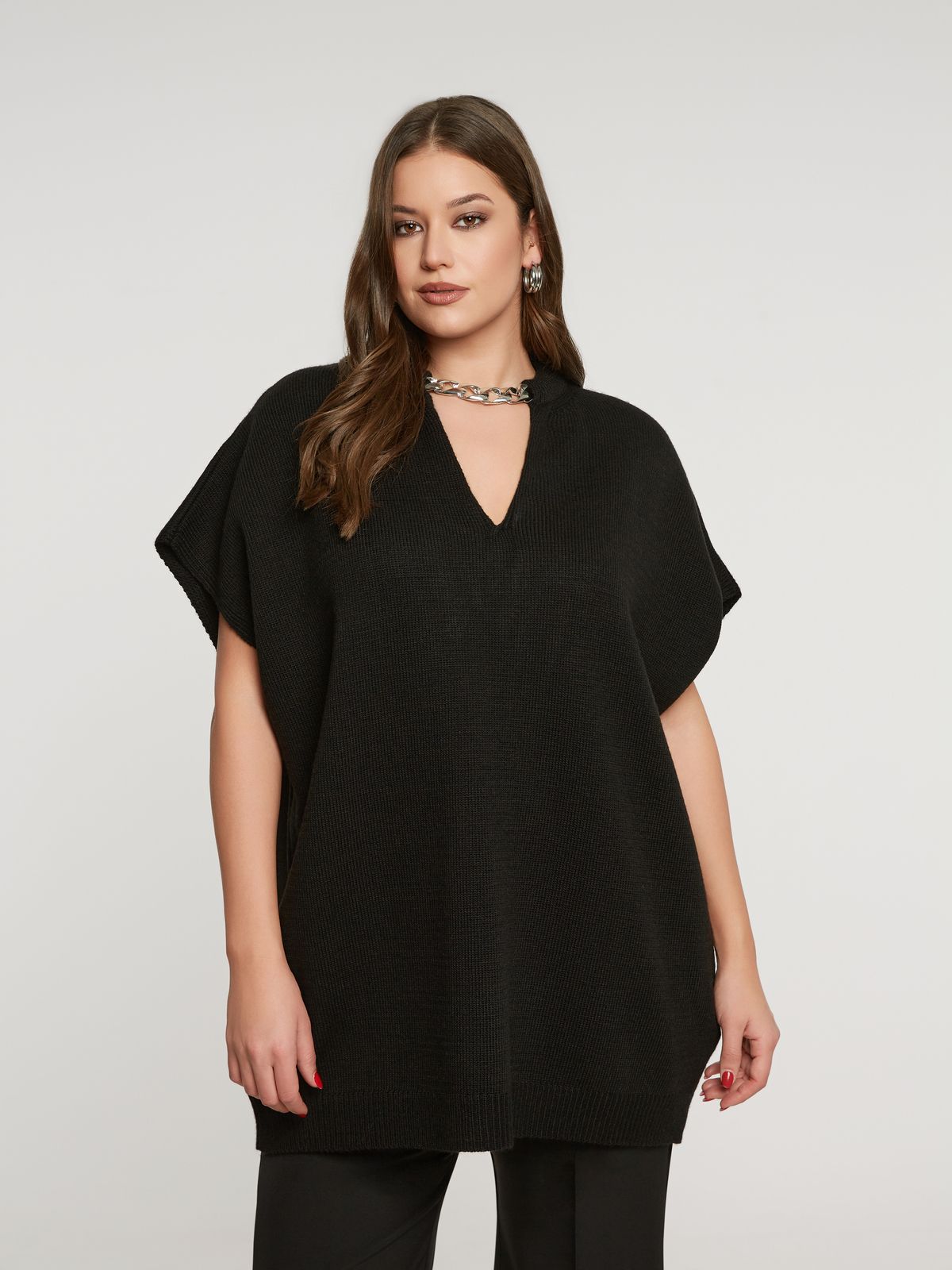 8401.5018 Long Knit Tunic Top - Brown Loft
