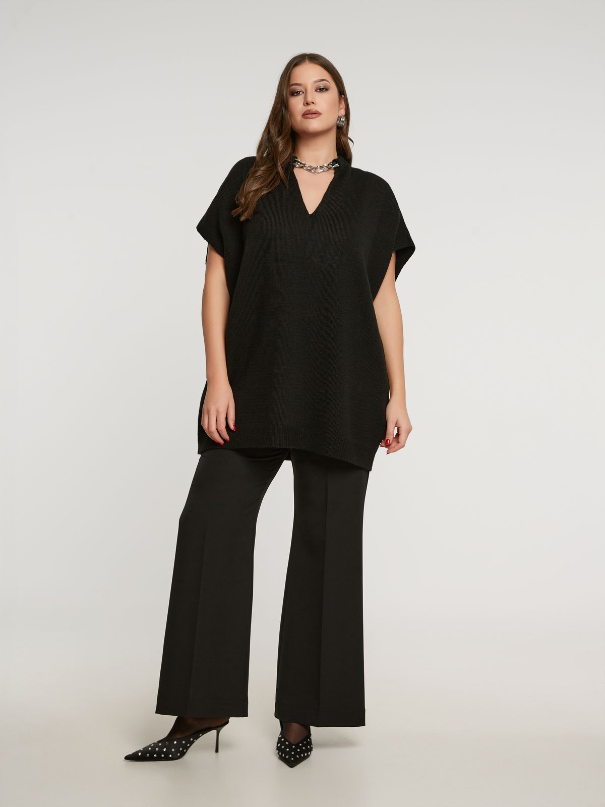 8401.5018 Long Knit Tunic Top - Brown Loft