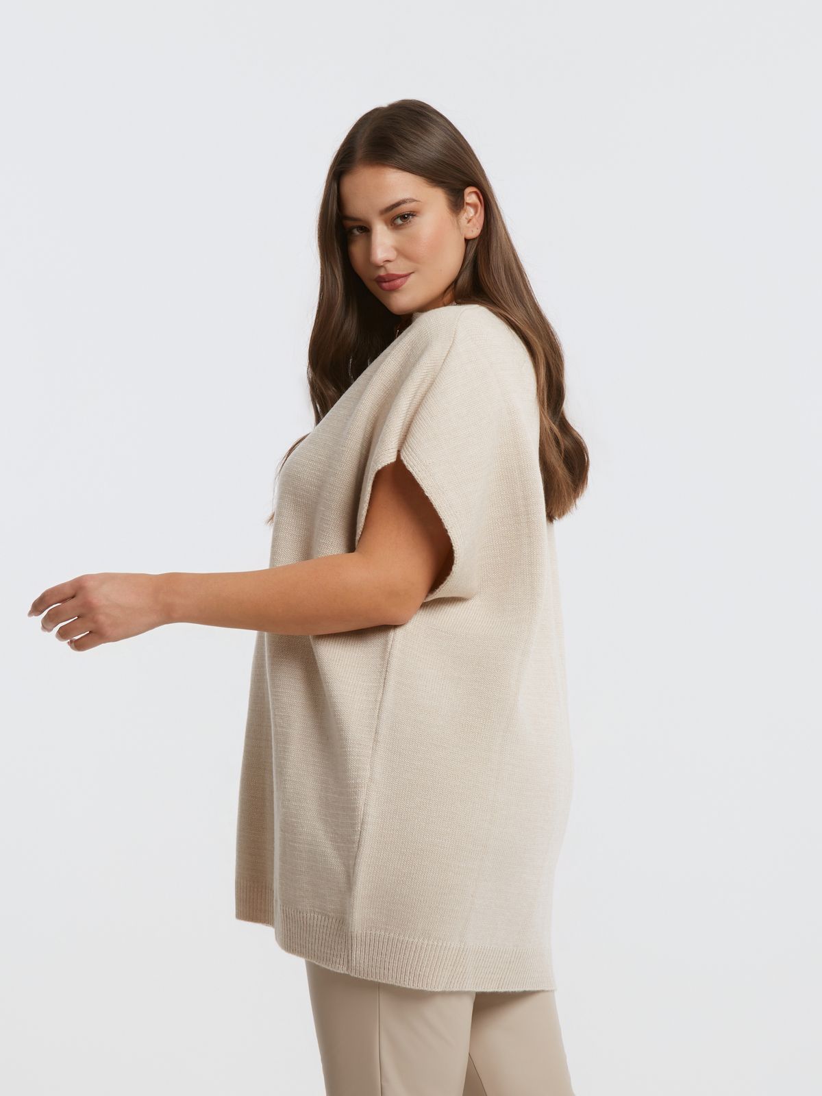 8401.5018 Long Knit Tunic Top - Brown Loft