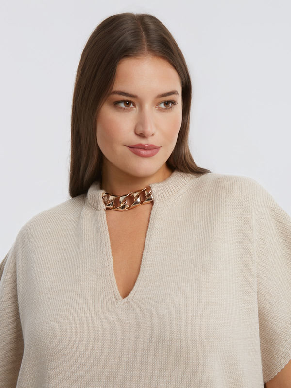 8401.5018  Long Knit Tunic Top بلوزة طويلة محبوكة