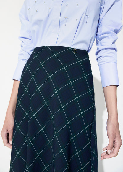 LF2608011 Tartan Patterned Midi Skirt