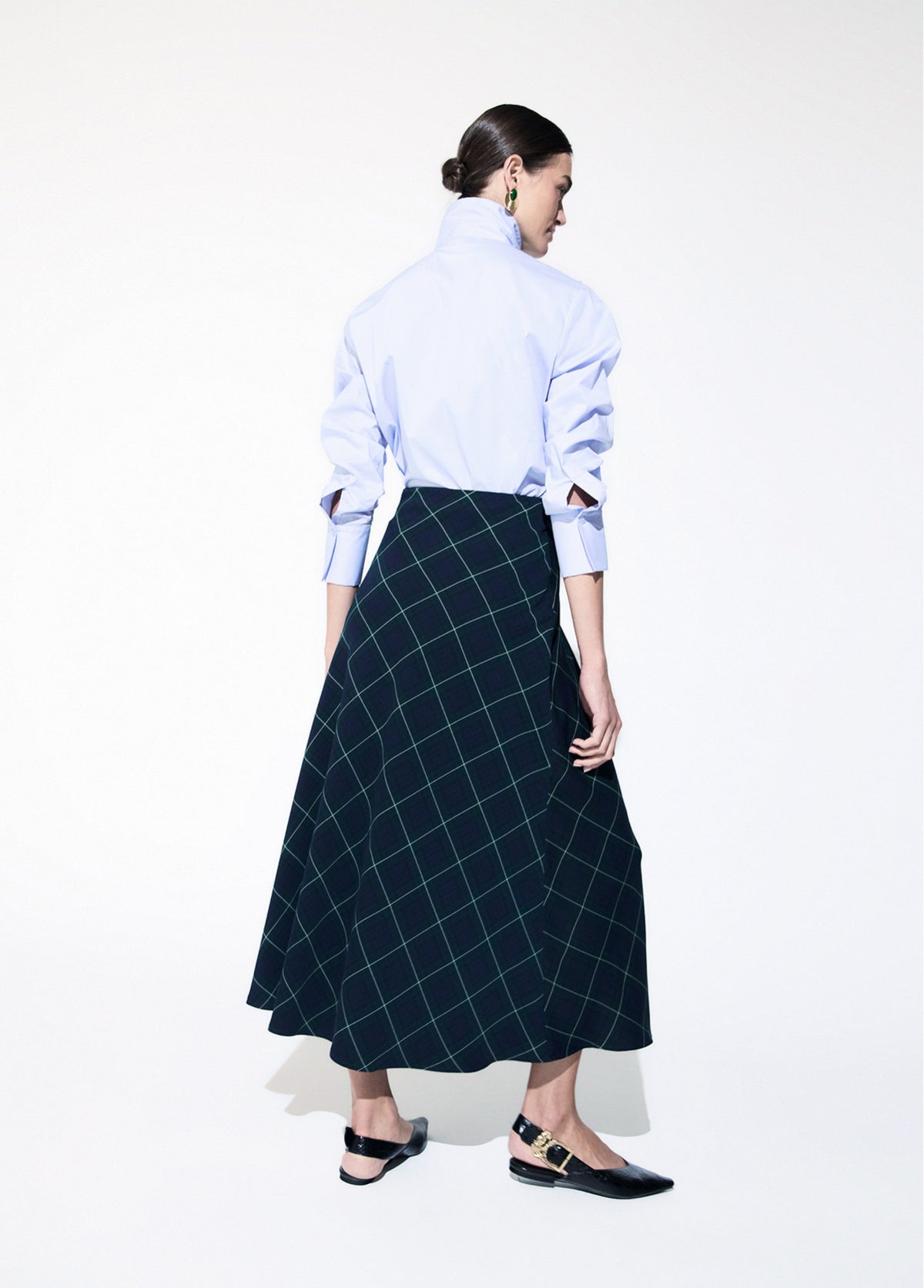LF2608011 Tartan Patterned Midi Skirt