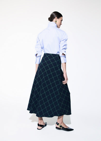 LF2608011 Tartan Patterned Midi Skirt