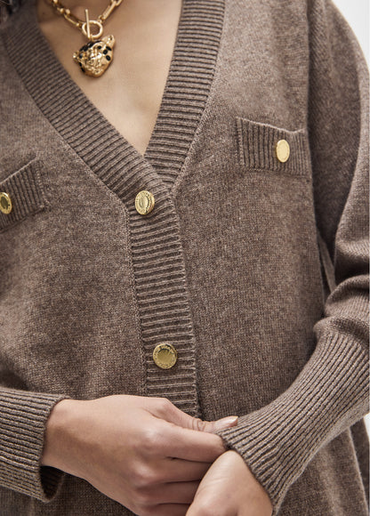 MF2611024 Wool Blend Melange Cardigan