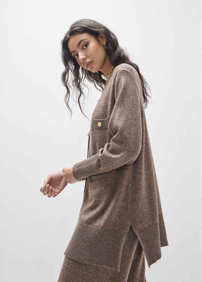 MF2611024 Wool Blend Melange Cardigan