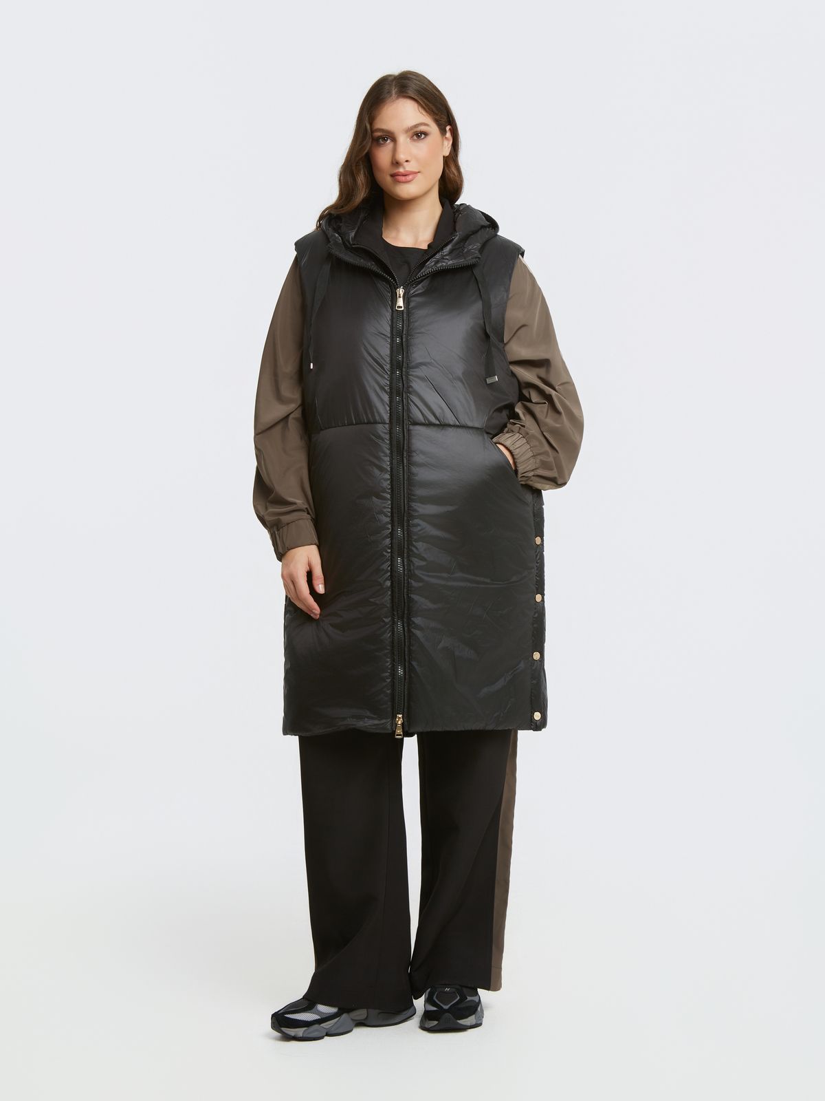0004.3504 Puffer Metallic Sleeveless Jacket - Brown Loft