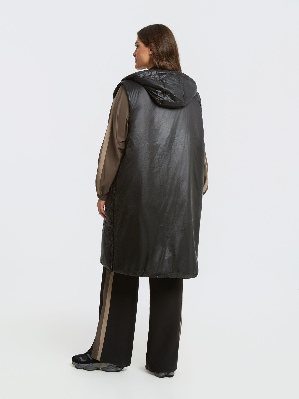 0004.3504 Puffer Metallic Sleeveless Jacket - Brown Loft