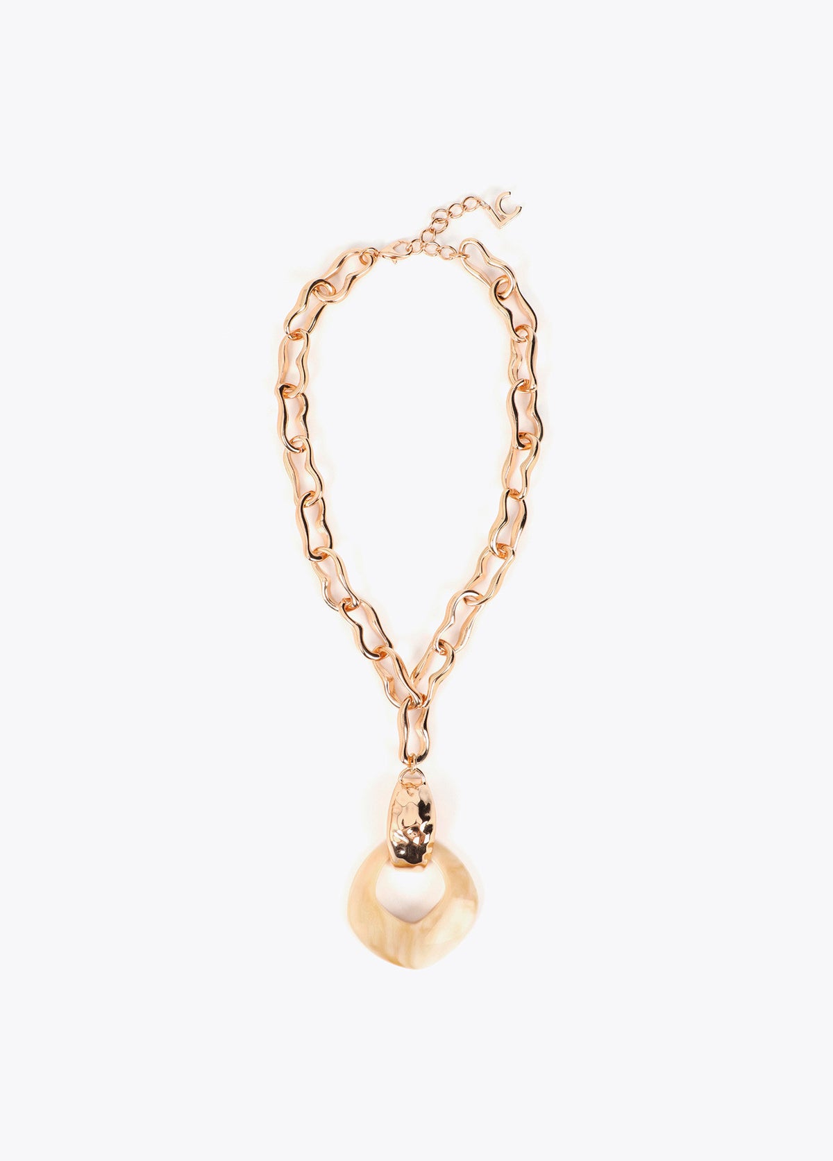 LF2603053 Marbled Resin Pendant Necklace