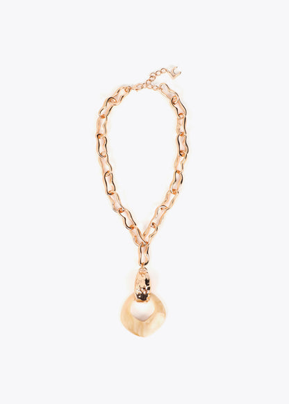 LF2603053 Marbled Resin Pendant Necklace