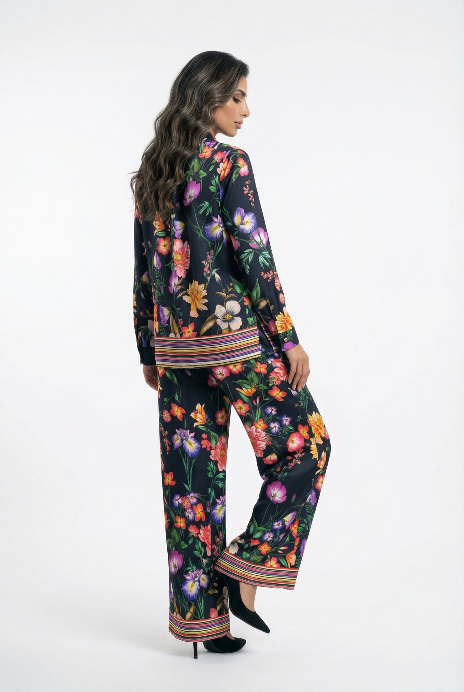 32856/32853 Floral Print Shirt and Pants Set - Brown Loft