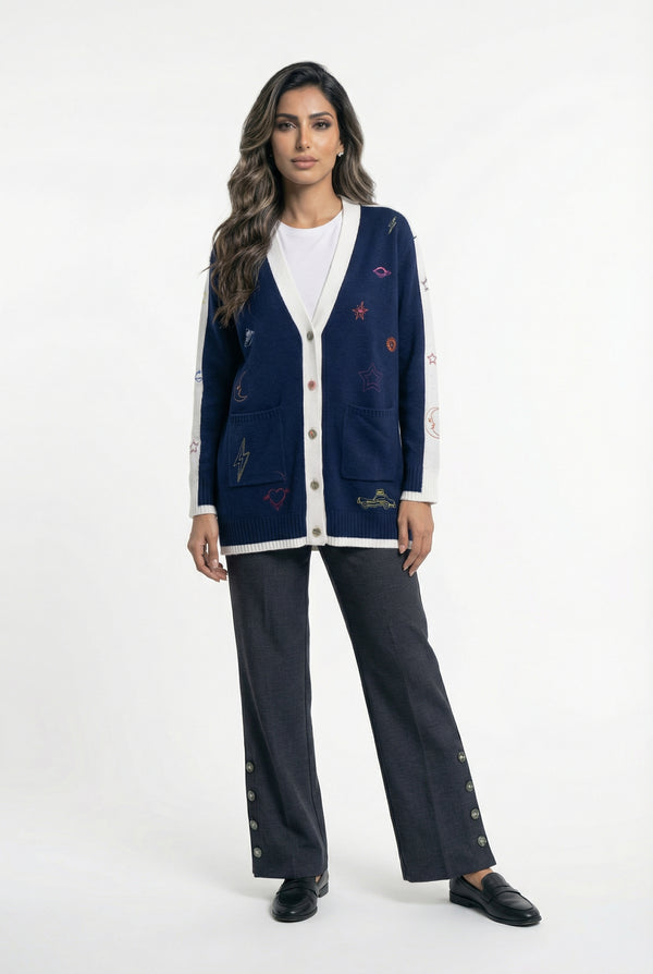 32893 Long Embroidered Cardigan كارديجان طويل مطرز