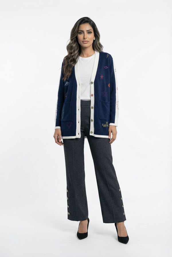 32893 Long Embroidered Cardigan كارديجان طويل مطرز