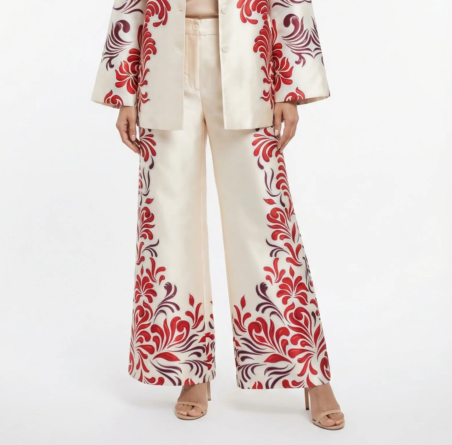 53-5127 Distinctive Printed Flare Pants - Brown Loft