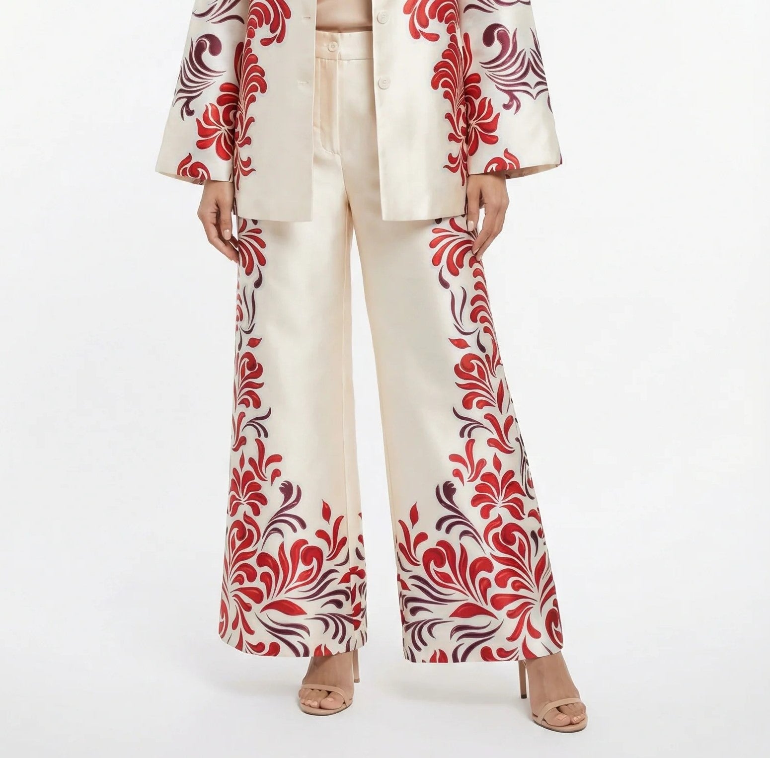 53-5127 Distinctive Printed Flare Pants - Brown Loft