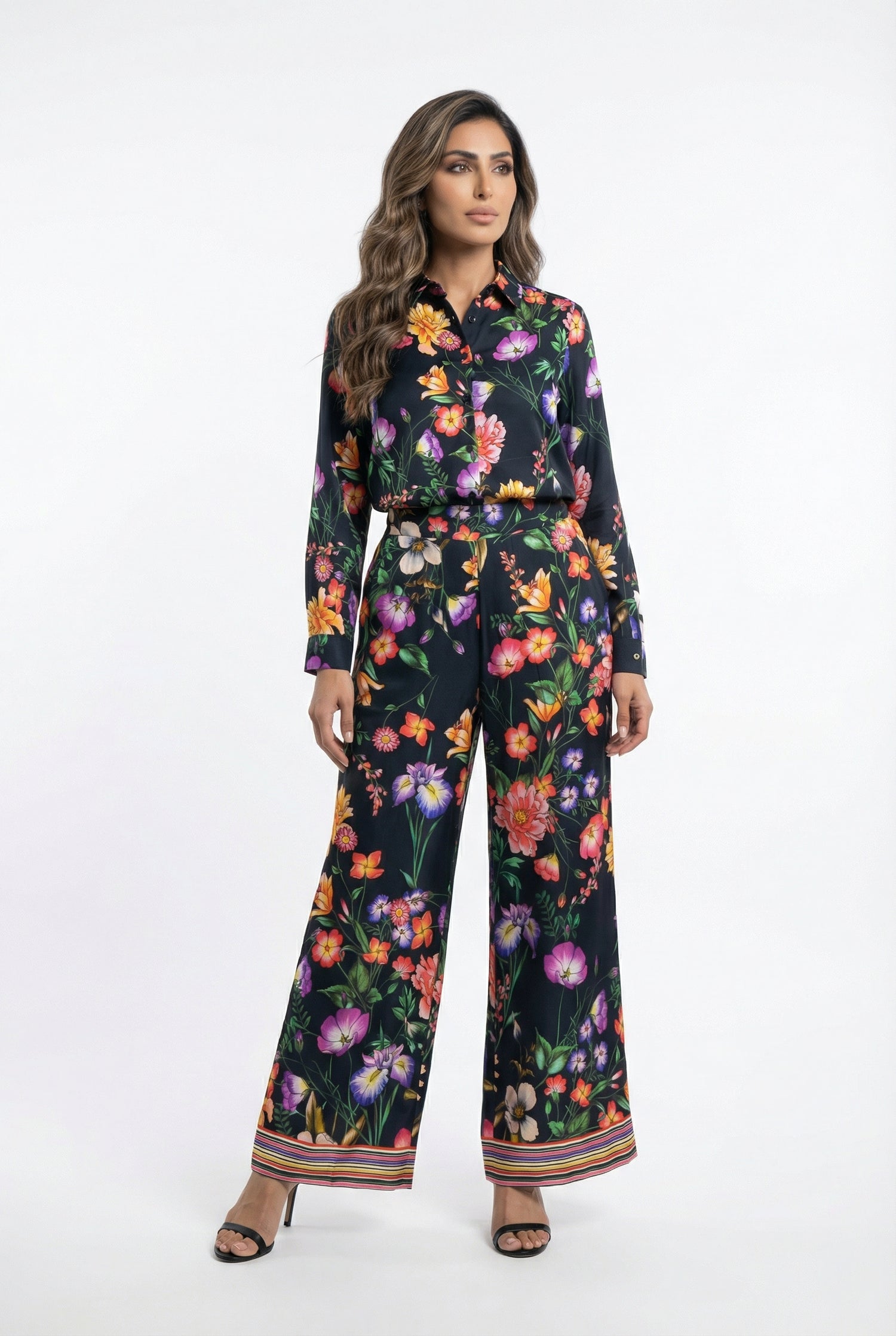 32856/32853 Floral Print Shirt and Pants Set - Brown Loft