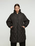 8404.4043 Long Quilted Hoodie Coat - Brown Loft