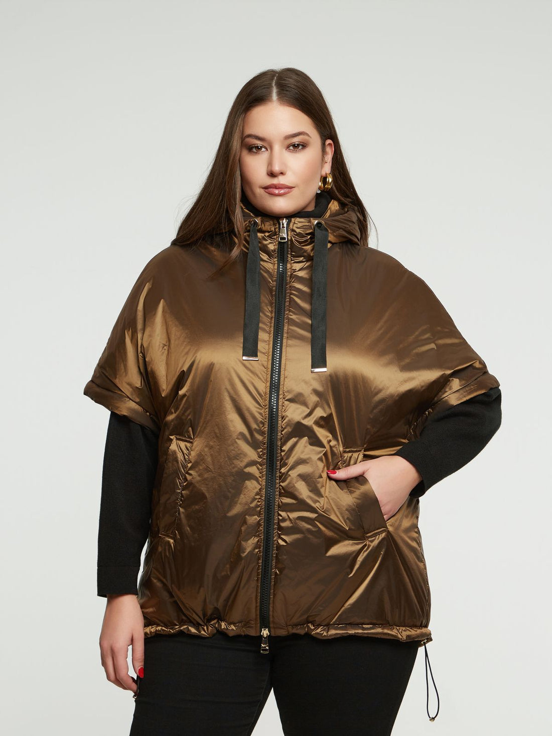 0004.4513 Relaxed Fit Hooded Puffer Jacket - Brown Loft