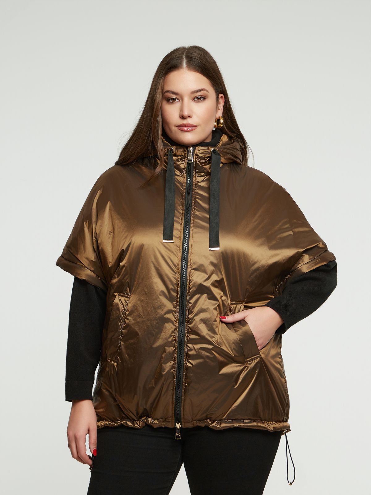 0004.4513 Relaxed Fit Hooded Puffer Jacket - Brown Loft