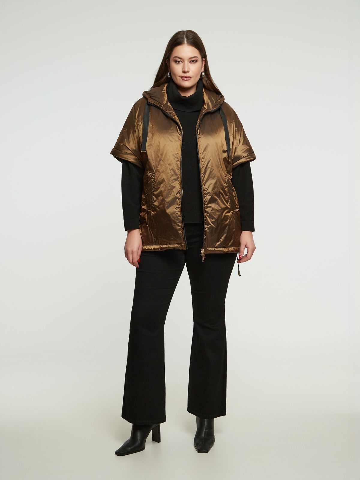 0004.4513 Relaxed Fit Hooded Puffer Jacket - Brown Loft