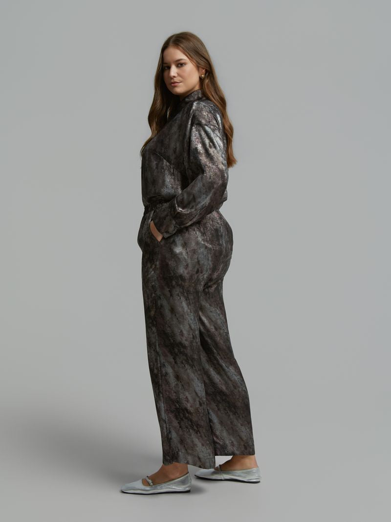 Printed Satin Shirt &amp; Wide-Leg Trousers Set 8601.3059/2079