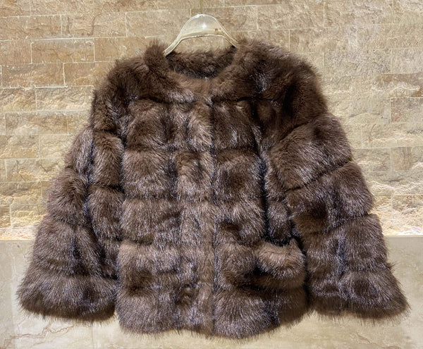Natasha Thick Faux Fur Jacket جاكيت من الفرو الصناعي السميك