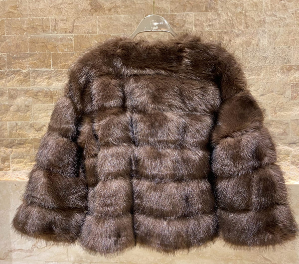 Natasha Thick Faux Fur Jacket جاكيت من الفرو الصناعي السميك