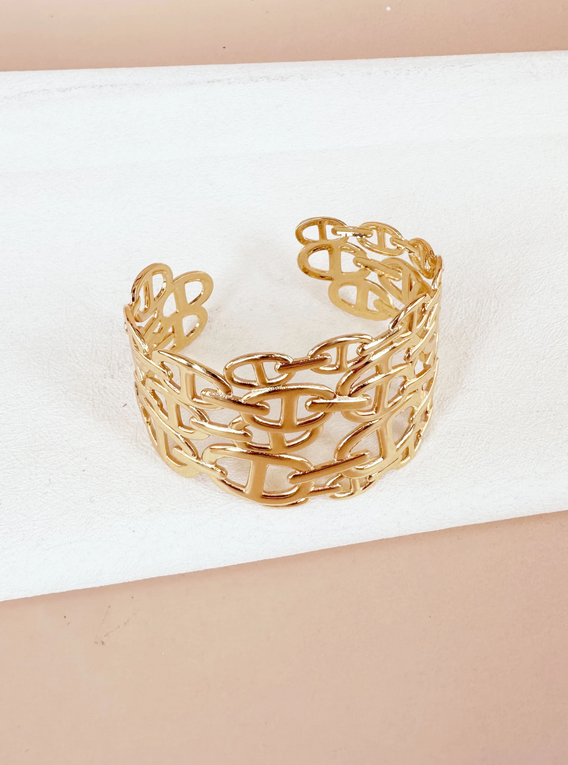 BRA212059 Nautical Mesh Chain Cuff Bracelet - Brown Loft