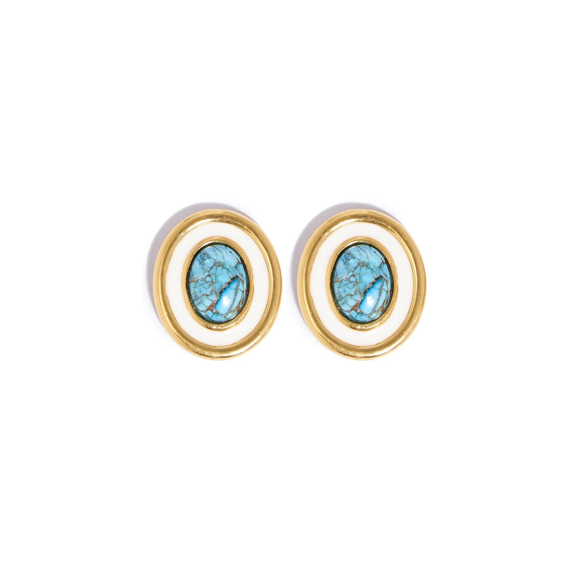 Nessa Turq Oval Earrings - Brown Loft