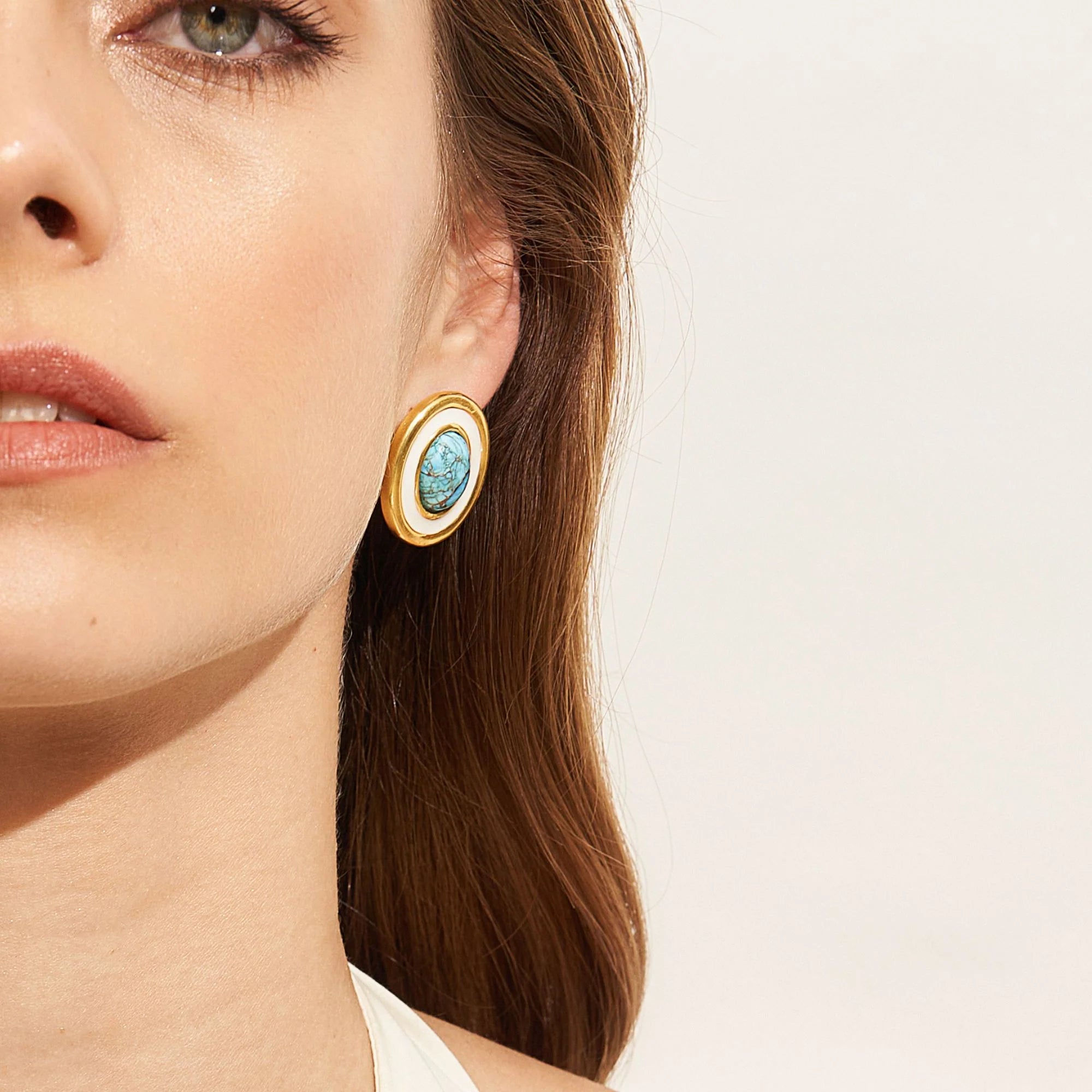 Nessa Turq Oval Earrings - Brown Loft