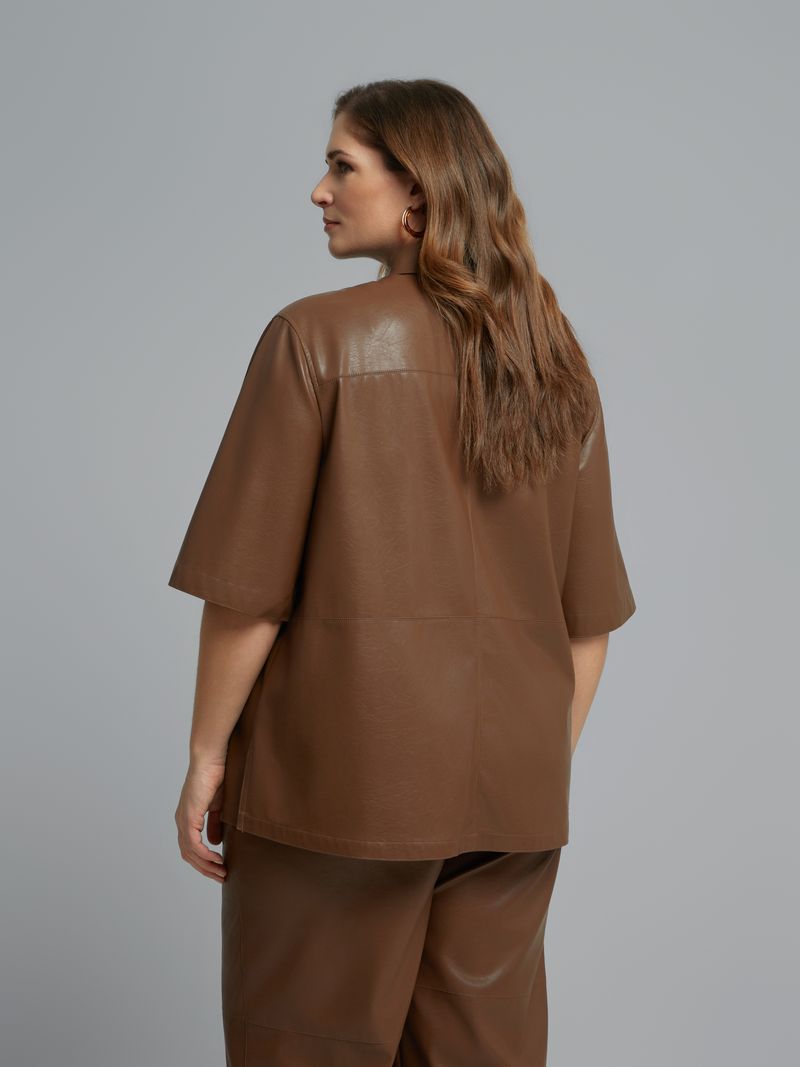 Faux Leather Button-Up Shirt 8601.3010