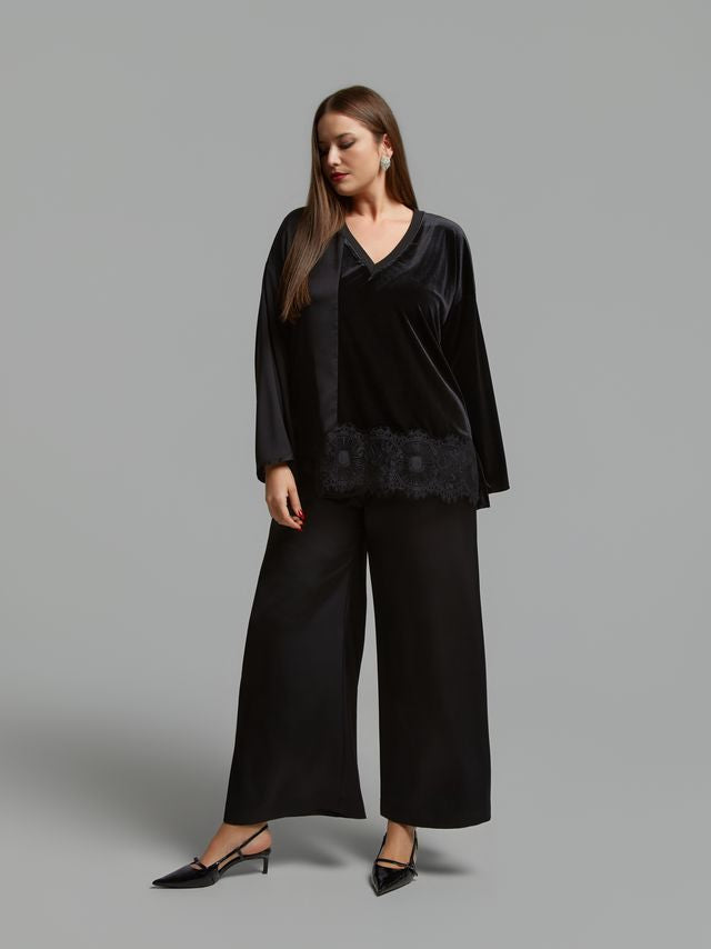 Velvet Top with Lace Detail 8601.1037