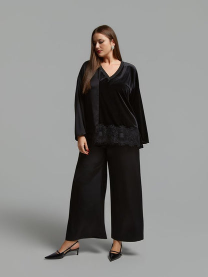 Velvet Top with Lace Detail 8601.1037
