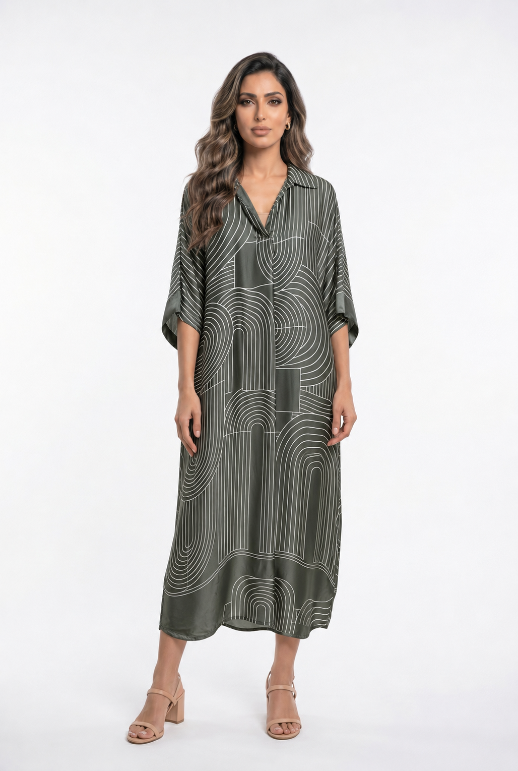 KD9702VS-29 Geometric Print Oversized Dress