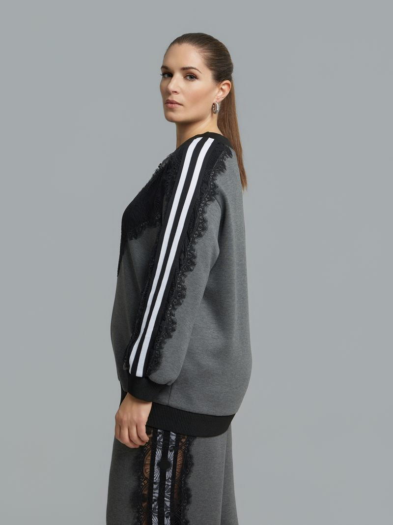 Lace Detail Zip-Up Tracksuit Set 8601.4019/2061