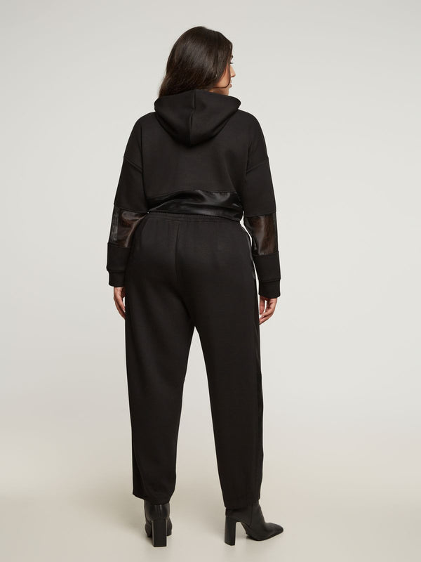 8401.4030/2016 Hoodie Sheer Jacket and Wide Leg Pants جاكيت هودي شفاف وبنطلون واسع الساق