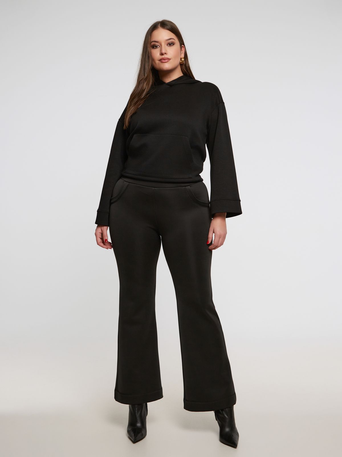 8401.2050 Wide Leg Satin Flared Pants - Brown Loft