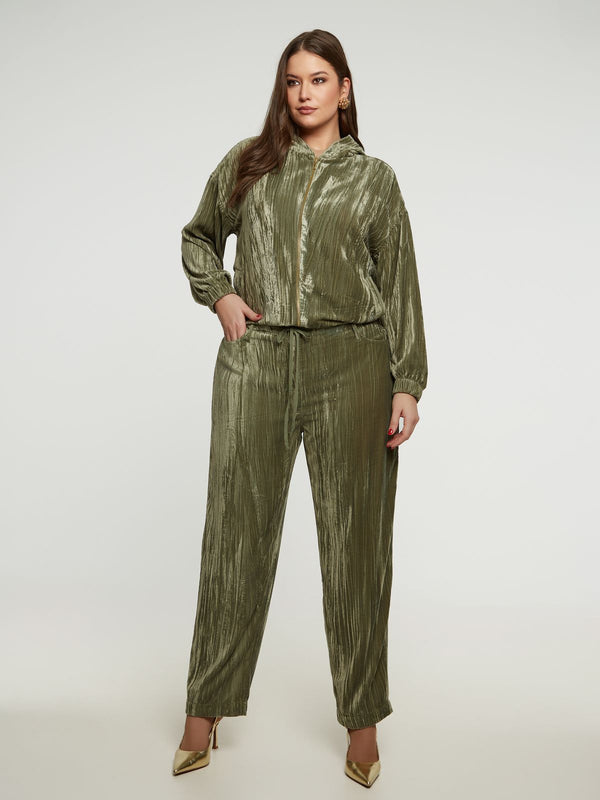 8401.2062 Wide Leg Crushed Velvet Jogger Pants بنطال رياضي واسع الساق من المخمل الممزق