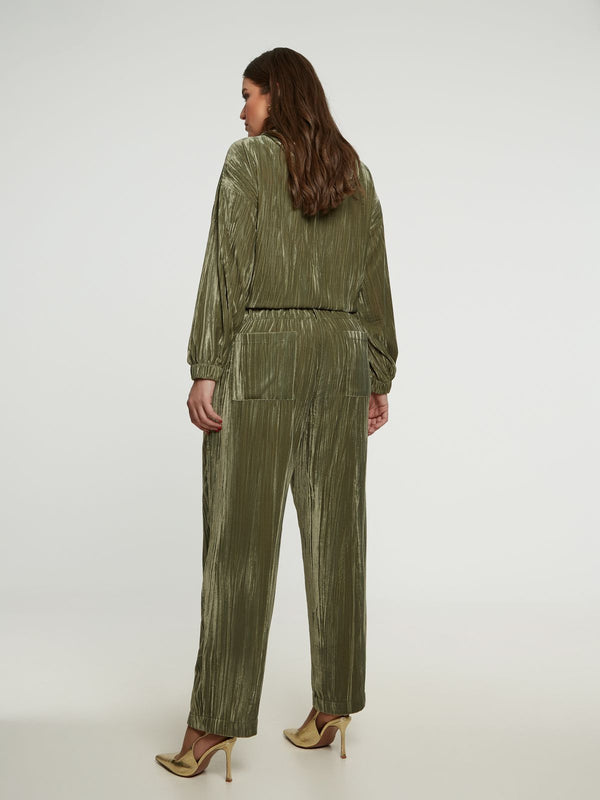 8401.2062 Wide Leg Crushed Velvet Jogger Pants بنطال رياضي واسع الساق من المخمل الممزق