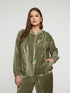 8401.4045  Hooded Crushed Velvet Oversized Jacket سترة كبيرة الحجم من المخمل المكسر بغطاء للرأس - Brown Loft