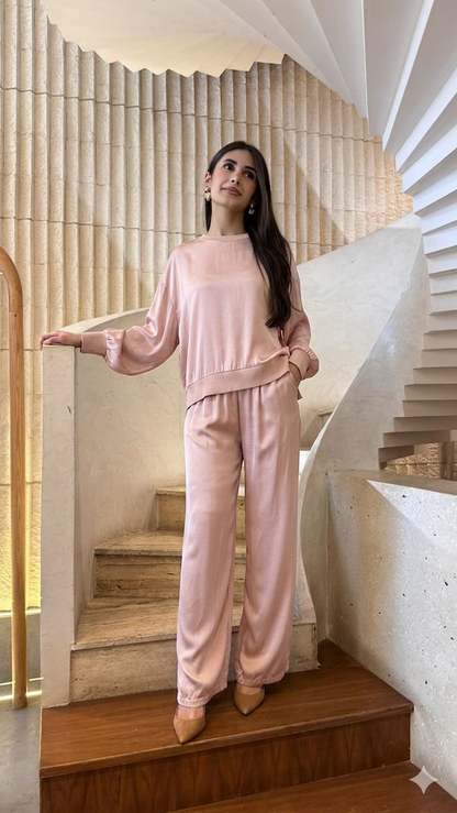 Oversized Satin Top – DB13993VS - Brown Loft