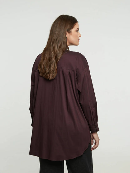 8401.3013 Long Back Oversized Shirt - Brown Loft