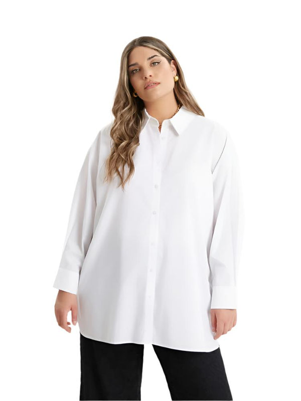 8201.3034 (Poplin Long Back Oversized Shirt) بوبلين قميص طويل الظهر كبير الحجم