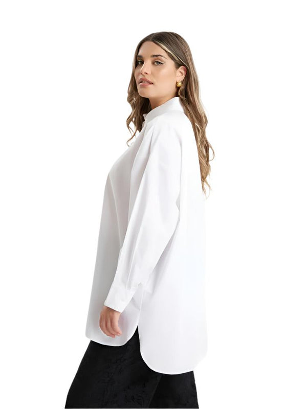 8201.3034 (Poplin Long Back Oversized Shirt) بوبلين قميص طويل الظهر كبير الحجم