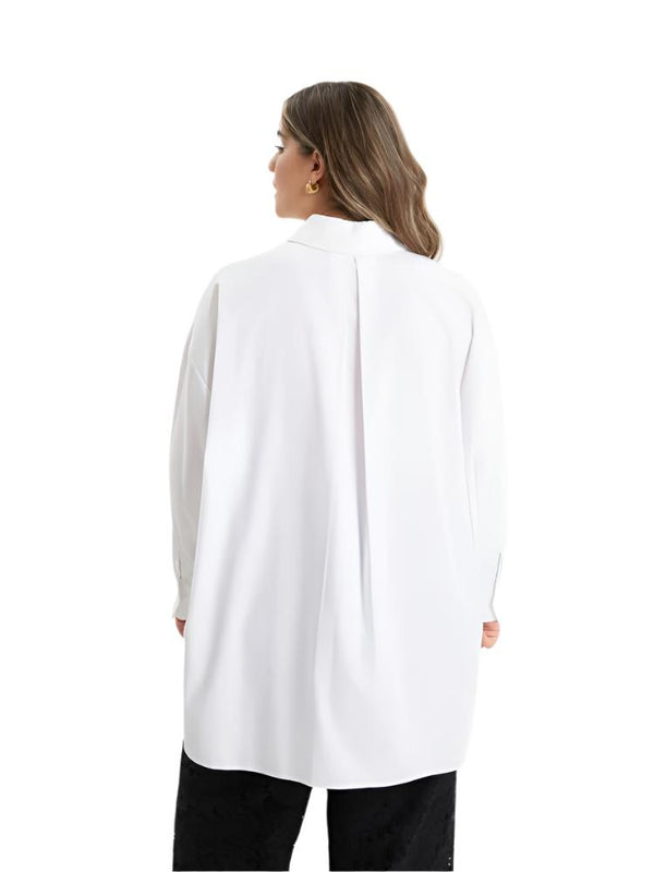 8201.3034 (Poplin Long Back Oversized Shirt) بوبلين قميص طويل الظهر كبير الحجم