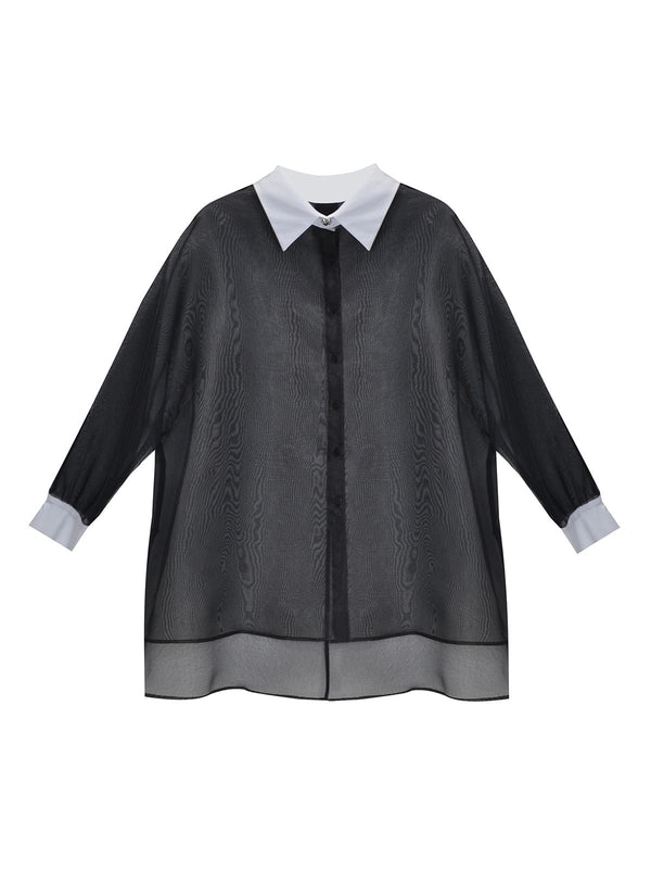 8401.3014  Long Back Oversized Tulle Shirt قميص تول كبير الحجم بظهر طويل