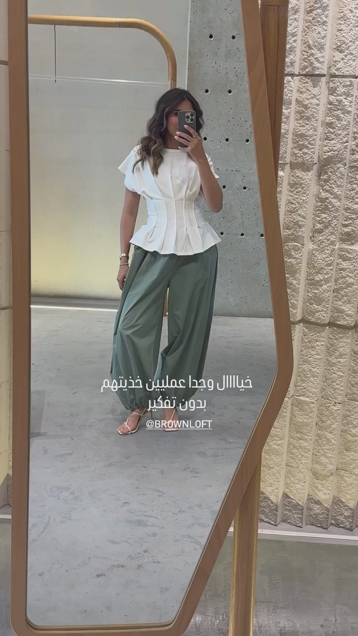TDM08726 Parachute Harem Pants سروال حريمي واسع من قماش الباراشوت