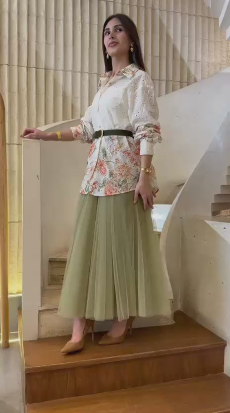 Delia Embroidered Oversized Shirt قميص مطرز واسع