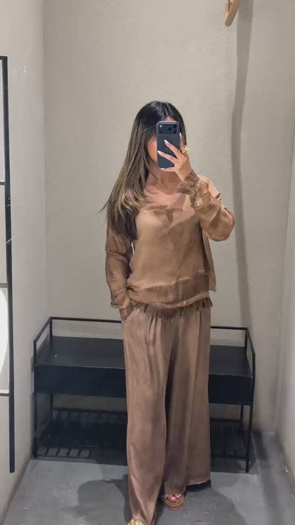 S25/S96 Semi Sheer Top and Pants بلوزة وبنطال شبه شفافين