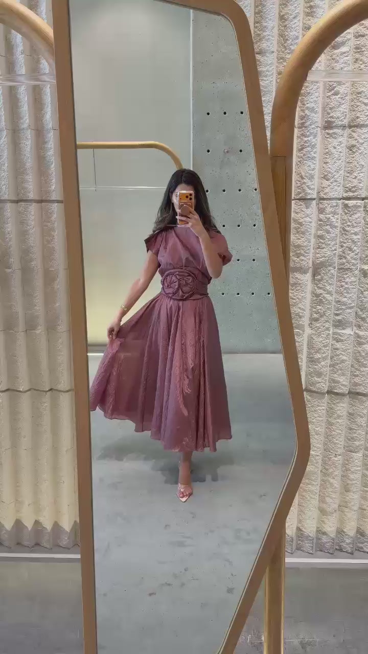 Cowl Neckline Taffeta Top and Skirt Set 26SS-BK8010/612